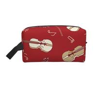 Nota rossa di violino musicale, Borsa per il trucco Borsa per cosmetici Borsa da viaggio portatile da viaggio Borsa per trucco Organizer