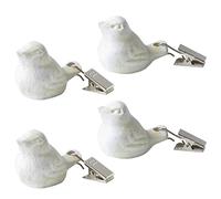 Notakia Pesi pesanti per tovaglia in ghisa con uccellini bianchi, per tavoli da esterni, con clip, pesi per tende, bandiera per vento