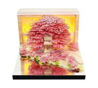 Note adesive 3D di fiori marini e isola degli alberi, calendario 2026 casa sull'albero blocco note con luce Sticky Note Pad 3D carta intaglio arte artigianato scrivania decorazione portapenne regalo