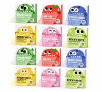 Note adesive glitterate, fogli trasparenti estraibili e scintillanti (A12) | Note adesive autoadesive a forma di mostro di frutta, 7,6 x 7,6 cm, forte adesione, non lascia residui