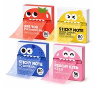 Note adesive glitterate, fogli trasparenti rimovibili e scintillanti (A4) | Note adesive autoadesive a forma di mostro di frutta, 7,6 x 7,6 cm, forte adesione, non lascia residui