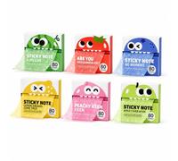 Note adesive glitterate, fogli trasparenti rimovibili e scintillanti (A6) | Note adesive autoadesive a forma di mostro di frutta, 7,6 x 7,6 cm, forte adesione, non lascia residui