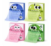 Note adesive glitterate, trasparenti estraibili (D4) | Note adesive autoadesive a forma di mostro di frutta, 7,6 x 7,6 cm, forte adesione, non lascia residui