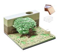 Note appiccicose, pad di memo 3d con vetrina forma di forma di albero decorativo Notepad 3D Office da soggiorno Destina del salotto Regalo per un amico collega, Green