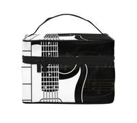 Note di chitarra e pentagramma, borsa da viaggio per il trucco da donna, grande organizer per cosmetici
