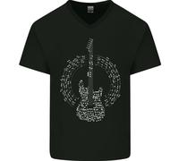 Note Di Chitarra Elettrica Per Chitarrista Rock Maglietta In Cotone A V Per Uomo