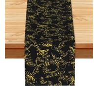 Note di musica nera, Runner da tavolo, Runner da tavolo in lino sintetico per casa, feste, sala da pranzo, 33x183 cm