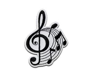 Note di violino chiave Musica - Toppe termoadesive Patch Toppa ricamate, misura: 4,1 x 3,7 cm