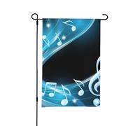 Note musicali astratte blu al neon gratuite,Bandiera da giardino per esterni e interni, stendardo decorativo bifacciale 30x45 cm