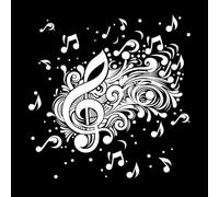 note musicali canzone melodia icona della musica logo note musicali di alta qualità Adesivi murali 42x42.6cm Non danneggia la superficie della parete Bianco