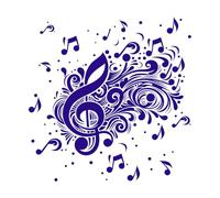 note musicali canzone melodia icona della musica logo note musicali di alta qualità Adesivi murali 42x42.6cm Personalizzazione personalizzata Blu scuro