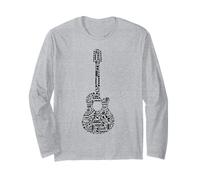 Note Musicali Chitarra Silhouette per Gli Amanti della Musica Art Design Maglia a Manica