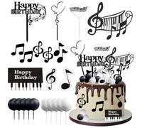 Note musicali Cupcake Toppers, 23 pezzi Rockstar Cupcake Topper Happy Birthday Cake Toppers Decorazioni per Torte Musicali Decorazione per Torta Musicale per bambini tema musicale festa