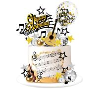 Note musicali Cupcake Toppers,40 pezzi Rockstar Cupcake Topper Happy Birthday Cake Toppers Decorazioni per Torte Musicali Decorazione per Torta Musicale per bambini tema musicale festa