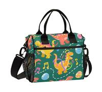 Note Musicali Dinosauro Stegosauro Uova di Pasqua Verde Scuro Borse Pranzo per Adulti con Tracolla Grande Lunch Box Donne per Outdoor loncheras térmicas para Mujer