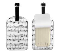 Note musicali,Etichette per bagagli in pelle PU, etichette per bagagli resistenti da viaggio, 2 pezzi