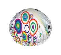 Note musicali in arcobaleno colorato cuffie da doccia per le donne, cuffie da bagno elastiche e riutilizzabili, cuffia da doccia a doppio strato impermeabile, cuffie da doccia da bagno