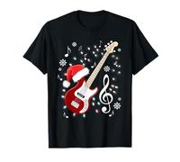Note Musicali Natalizie per Basso Elettrico Santa Hat Maglietta