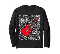Note Musicali per Chitarra elettrica (Rosso) Maglia a Manica