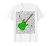 Note Musicali per Chitarra elettrica (Verde) Maglietta