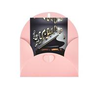 Note musicali Pianoforti Stampa Biglietti con buste, Fibbia verticale Amore Bianco Perla Carta Imballaggio Vacanza Auguri