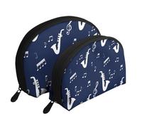 Note musicali Sassofoni, Borsa per trucco a conchiglia Portamonete da donna Borsa da toilette piccola Borsa per cosmetici 2 pezzi