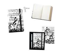 NOTE MUSICALI & SPARTITI agenda quaderno con penna 14x9 con chiusura ad elas