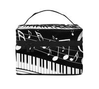 Note musicali volanti, tasti del pianoforte musicali, borsa da viaggio per il trucco da donna, grande organizer per cosmetici