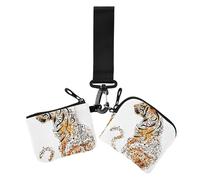 Note Tigri Gialle Portamonete da Donna Porta Carte Sottile Portachiavi, Portachiavi, Portafoglio, con Tasca con Cerniera per Le Donne 2 Pz, Nota Tigri Gialle, 1 size, Casual