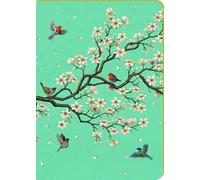 Notebook 15x21 cm lamina oro - Uccellini su Ramo