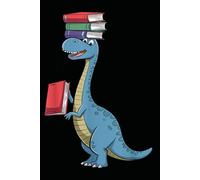 Notebook 6"x9" and 120 Lined Paper: A funny green dinosaur reading a book with a few books on his head