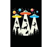 Notebook 6"x9" and 120 Lined Paper: Colorful flying saucers kidnap dinosaurs for kids