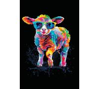 Notebook 6"x9" and 120 Lined Paper: The sheep has a colorful coat sheep wearing sunglasses