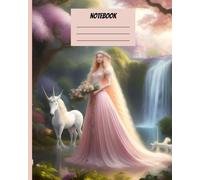 Notebook: A Notebook with unicorn, falls and a pretty princess
