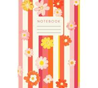 Notebook A4 - 160 Pages, 90 gsm Paper | Groovy Vintage Daisy Stripe Design | Also Available in A5 and Pocket Size | Fun & Colorful Journal for Writing or School| Retro Floral Stationery