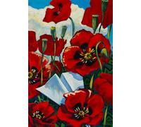 Notebook A5 - Red Poppies. 192 pages, Dotted lines, Medium Size 6x9 Inches. Hardcover: Includes 2025 Calendar. Unique Artistic Design