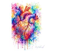 Notebook: Aesthetic 6"x9" Lined 120 Page Journal for Self-Reflection, Creativity, and Emotional Expression with Anatomical Watercolor Heart Optimal Gift for Healthcare Workers