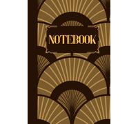 Notebook: Art deco design brown yellow and gold blank lined journal 120 pages 6x9 A5