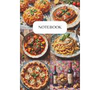 Notebook: Blank Color Journal with Mindfulness Prompts | 6x9 inches | +100 wide ruled pages, Italian Food Theme | Gift for Stationery Lovers, Holidays, and Relaxation