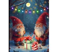 Notebook: Christmas Gnomes in the Enchanted Forest: Journal: Festive Lined Writing Book with Cute Holiday Gnomes, Gifts, and Twinkling Lights-162 pages (81/2 by 11))