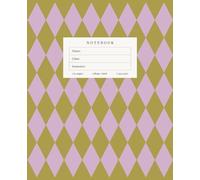 Notebook: College Ruled Composition Notebook: Purple and Olive Green Geometric Diamond Aesthetic Pattern Journal for Students, 7.5 x 9.25, 120 Pages