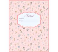 Notebook, composition book with vintage soft pink floral cover | 100 ruled pages | 8.5x11 US letter