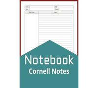 Notebook Cornell Notes: 100 Pages 6" x 9" Lined White Paper Notes Taking Notebook for Students, Teachers, Small Business or Personal use