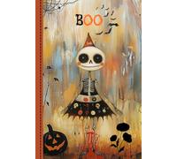 Notebook: Cute Halloween Skeleton Girl with Pumpkin and flowers, 6" x 9" 120 page lined notebook