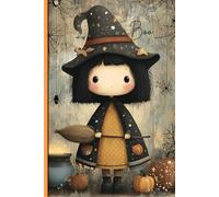 Notebook: Cute Halloween Witch with Spiders, Spiderwebs, Lanterns, Pumpkins, and Cauldrons