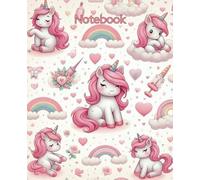 Notebook : Cute, Pink Unicorn Pattern , Composition Notebook with 150 ,College-Ruled Pages for Notes, Journaling, and Creativity".7.5"x9.25" ... & Elegant, For Women Boys,Girls & Teens.