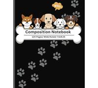 Notebook: Cute Puppys with Paw Prints / Wide Ruled Notebook/ Composition Notebook wide ruled, 7.5x9.25, 120 Pages, For kids, teens, and adults