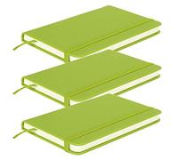 Notebook da Lavoro con Copertina Rigida in PU A6 da 3 Pezzi, per Scrivere, Diario, Appunti per Ufficio, Diario Fitness, con Fascia Elastica e Segnalibri a Nastro, Dimensioni Compatte (GREEN)