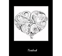 Notebook: Doodled Heart Journal for capturing your thoughts. |140 pages 8.25" H x 6.50" W. Back cover is black with a small white outline of a heart ... small heart icon on the bottom right corner.