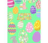 Notebook Easter Eggs and Rabbits Green Cover 120 Page Notebook 7.5 x 9.5 Wide Rule School Work Homeschooling Writing Notes
